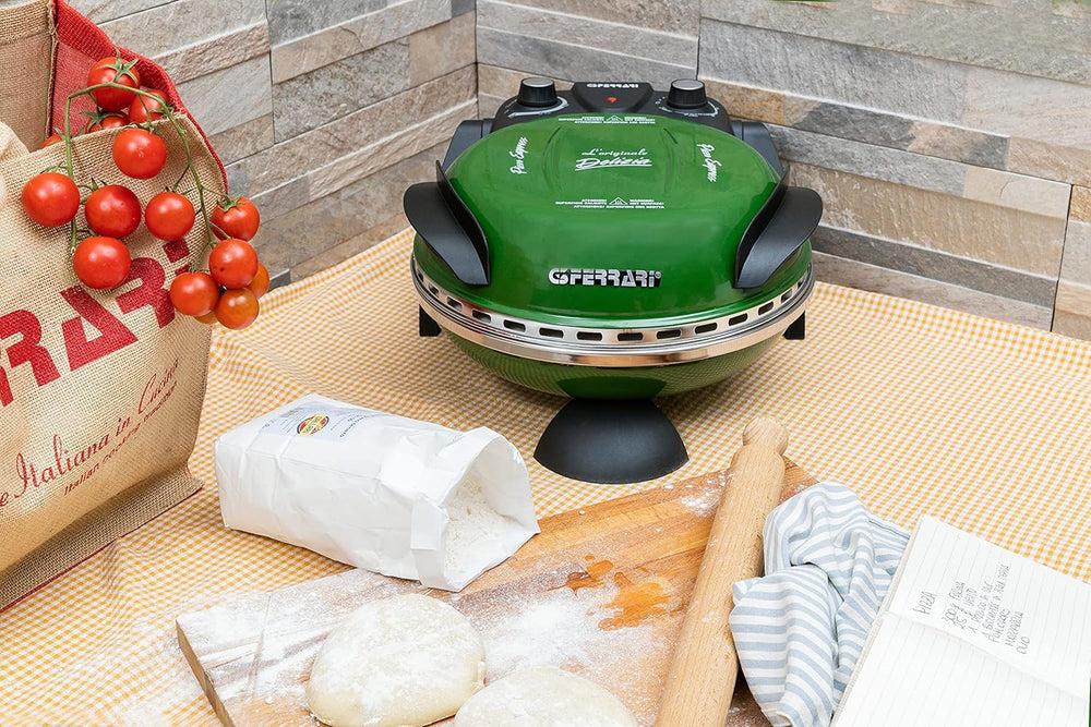 G3 Ferrari G10006 Pizza Express Delizia, 1200 W Pizza Oven, Adjustable Thermostat up to 400°C, Cooks Tasty Pizza in 5 Minutes, Double Resistance, Recipe Book and Spatulas Included - Black