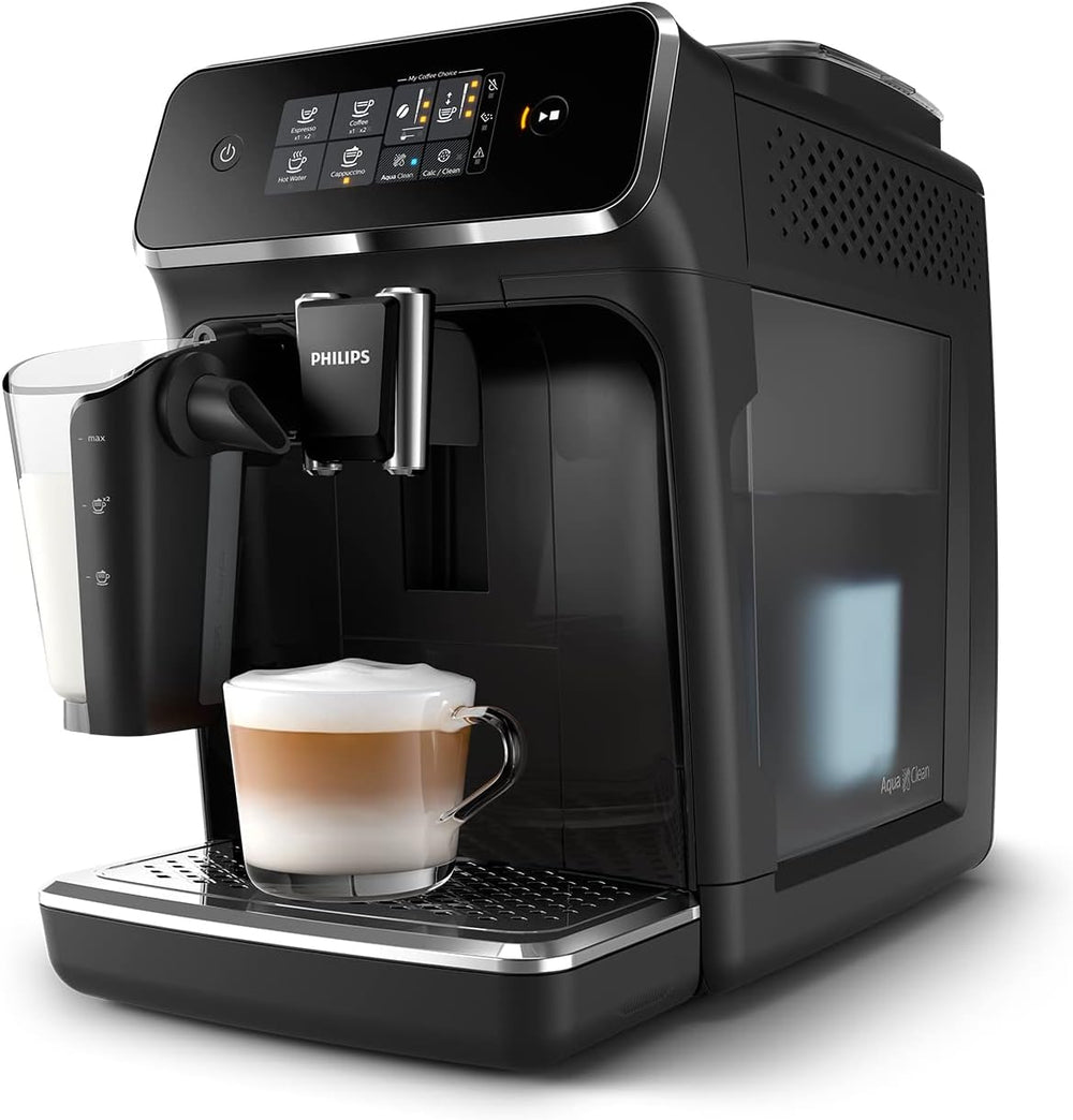 Philips Series 2200 Espresso Machine - Coffee Bean - LatteGo Milk Frother, 3 Coffee Specialties, Intuitive Touch Screen, Glossy Black (EP2231/40)
