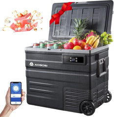 AAOBOSI 45L Glacière à Compresseur, Glaciere Électrique -20℃ à 20℃, Frigo Camion APP&Bouton Contrôle, 12/24V DC et 100-240V AC Glaciere Camping Pour Voiture, Camion, Bateau et Prise De Courant