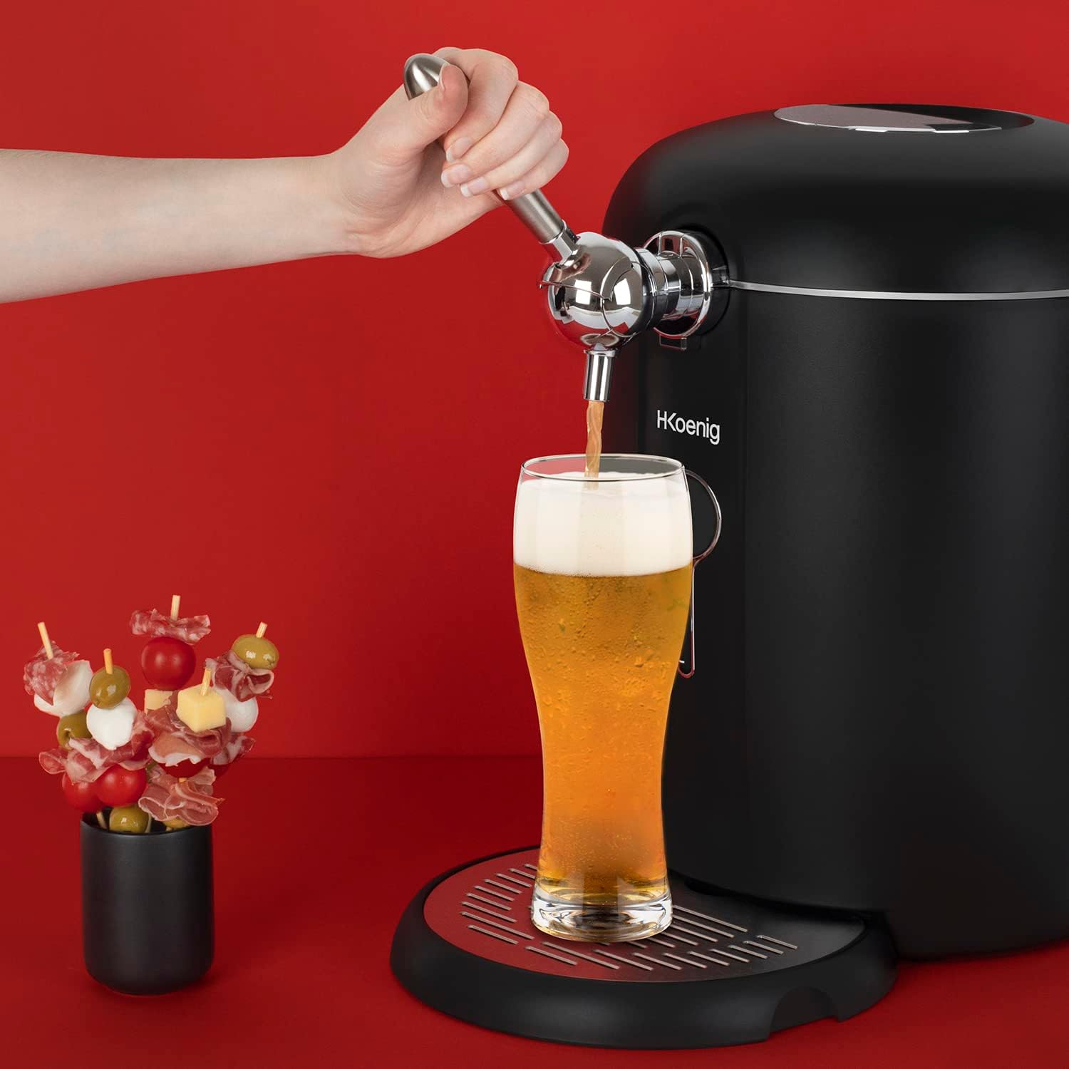 H.Koenig Tireuse à Bière compatible tous Fûts Universels Pressurisés de 5L Inox BW1778, Machine, Pompe, Pression domestique, Professionnelle, Universelle, Refroidissement intégré 4°C