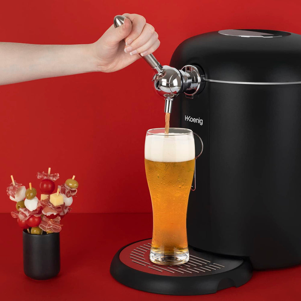 H.Koenig Tireuse à Bière compatible tous Fûts Universels Pressurisés de 5L Inox BW1778, Machine, Pompe, Pression domestique, Professionnelle, Universelle, Refroidissement intégré 4°C