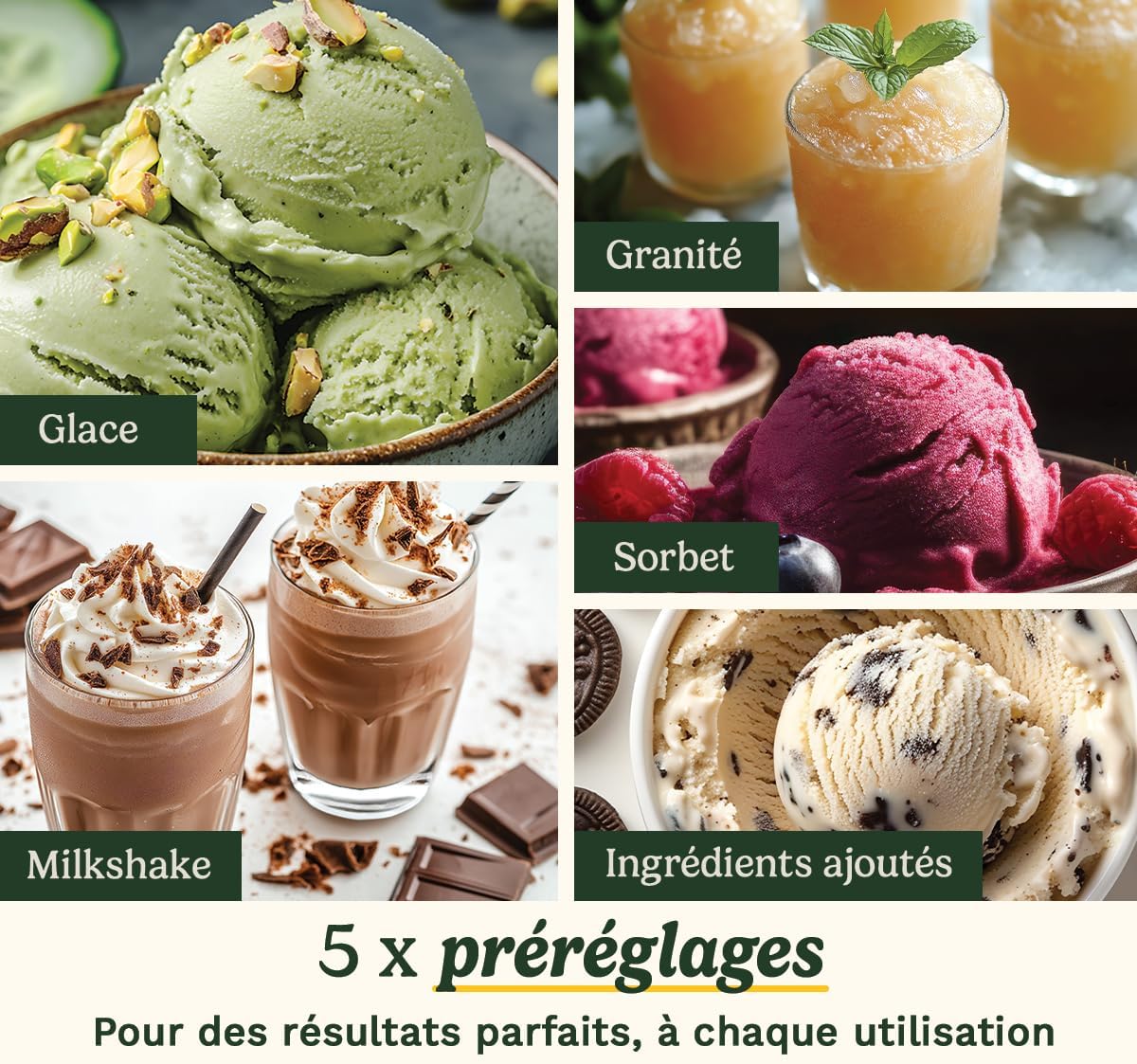 Cuisinart Sorbetière - Fait de la crème glacée, du gelato, du sorbet et du yogourt glacé en 40 minutes - Desserts maison - Facile à utiliser - Acier inoxydable - ICE100BCU