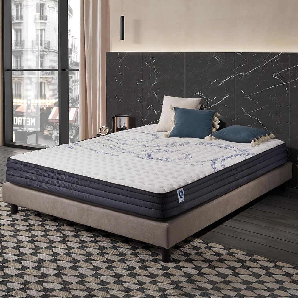 NATURALEX - Matelas PerfectSleep 180x200 - Épais 30 cm - Soutien Mousse à mémoire de Forme - Accueil Blue Latex - Confort Ferme - Respirant - 7 Zones - Réversible - Haute Densité - Fabriqué en Europe