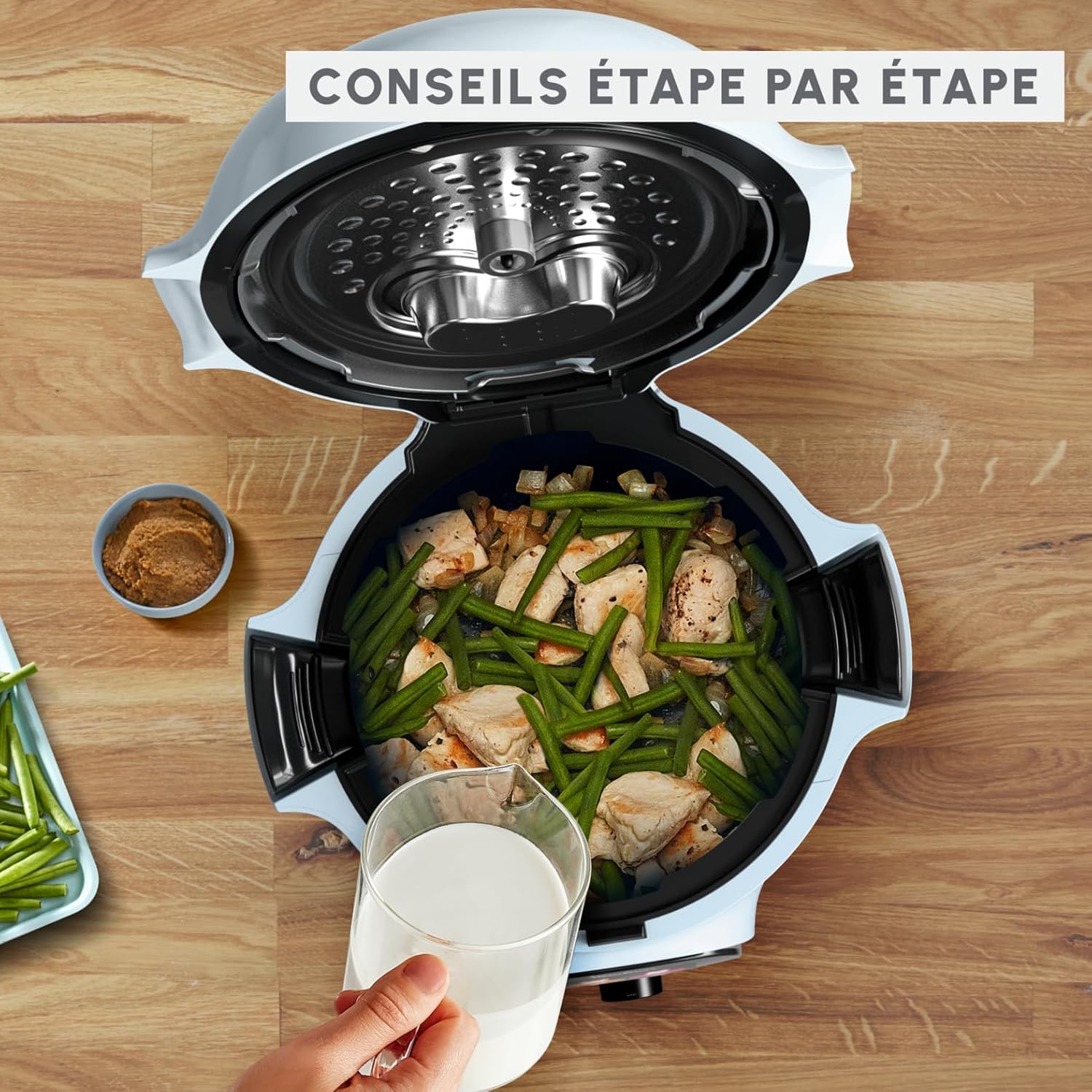 Moulinex, Cookeo Multicuiseur intelligent 6L, 150 recettes intégrées, Cuisson sans surveillance, Ecran intuitif, Guide de cuisson, Application MyMoulinex, 1600W, Blanc, 15 ans réparabilité
