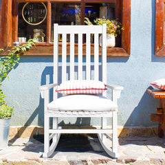 Fauteuil  Bascule en Bois d'Acacia Chaise Berante pour Jardin Pelouse Balcon Blanc -