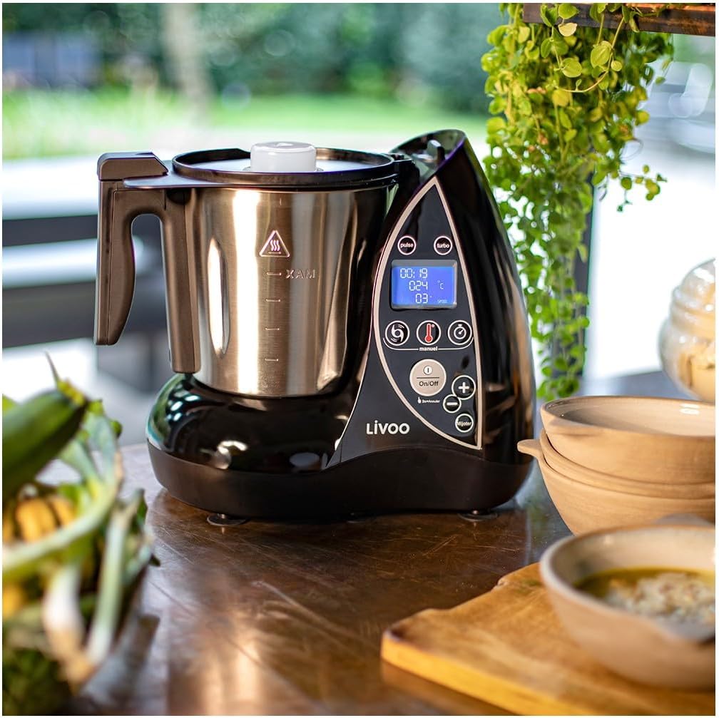 Livoo - Robot culinaire chauffant DOP142G - 12 fonctions, 3L, 12 niveaux de puissance, minuterie 60 min, 20°C à 120°C