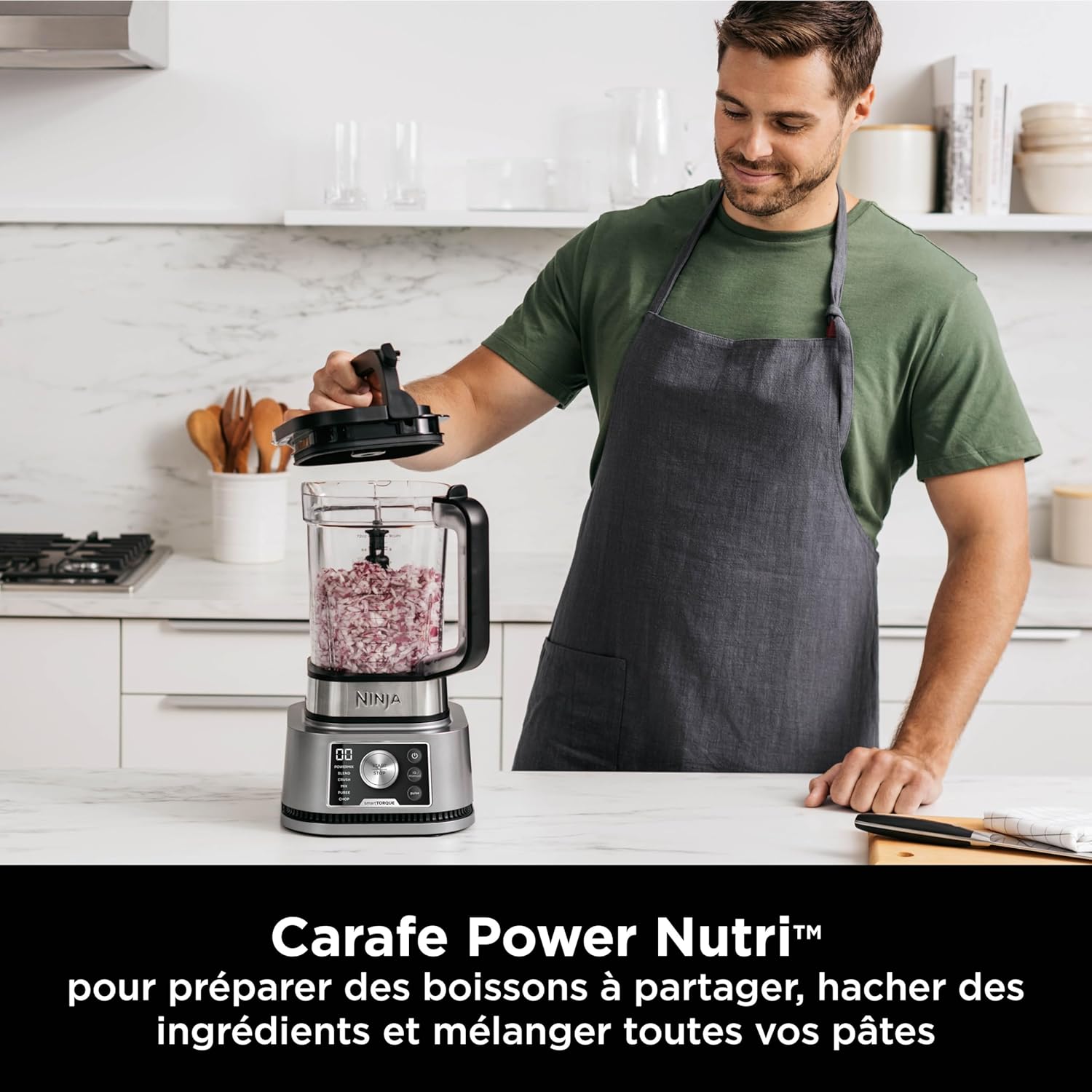 Ninja Foodi Power Nutri Blender 3-in-1 Blender for Smoothie Bowls, Thick Spreads and Iced Drinks, Automatic Programs, 2.1 L, 700 ml and 400 ml, 1200 W, Silver CB350EU