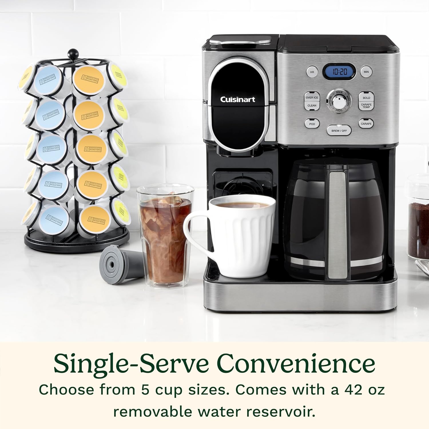 Cuisinart Cafetière, carafe en verre de 12 tasses, cafetière automatique chaude et glacée, machine à café à serveur unique, acier inoxydable noir, SS-16BKS