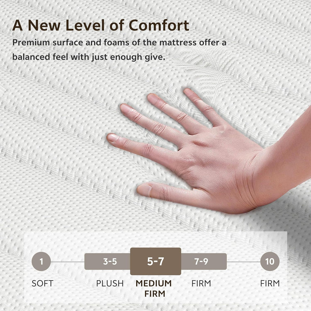 Matoresu Double Mattress 160 x 190 cm Memory Foam Height 25 cm Medium Rigid H3 Ergonomic 7 Zone Cold Foam Comfortable Breathable Fabric Cover