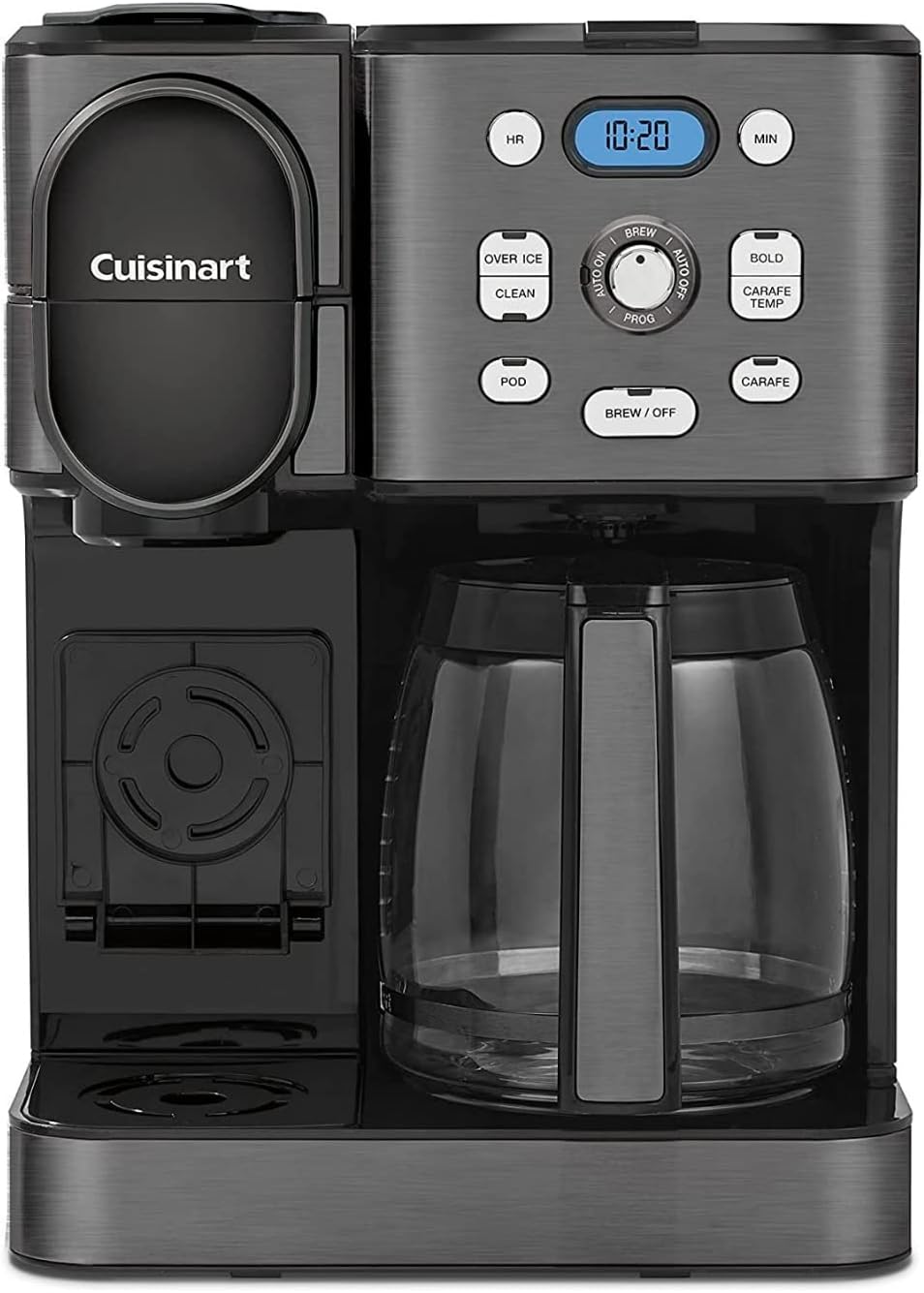 Cuisinart Cafetière, carafe en verre de 12 tasses, cafetière automatique chaude et glacée, machine à café à serveur unique, acier inoxydable noir, SS-16BKS