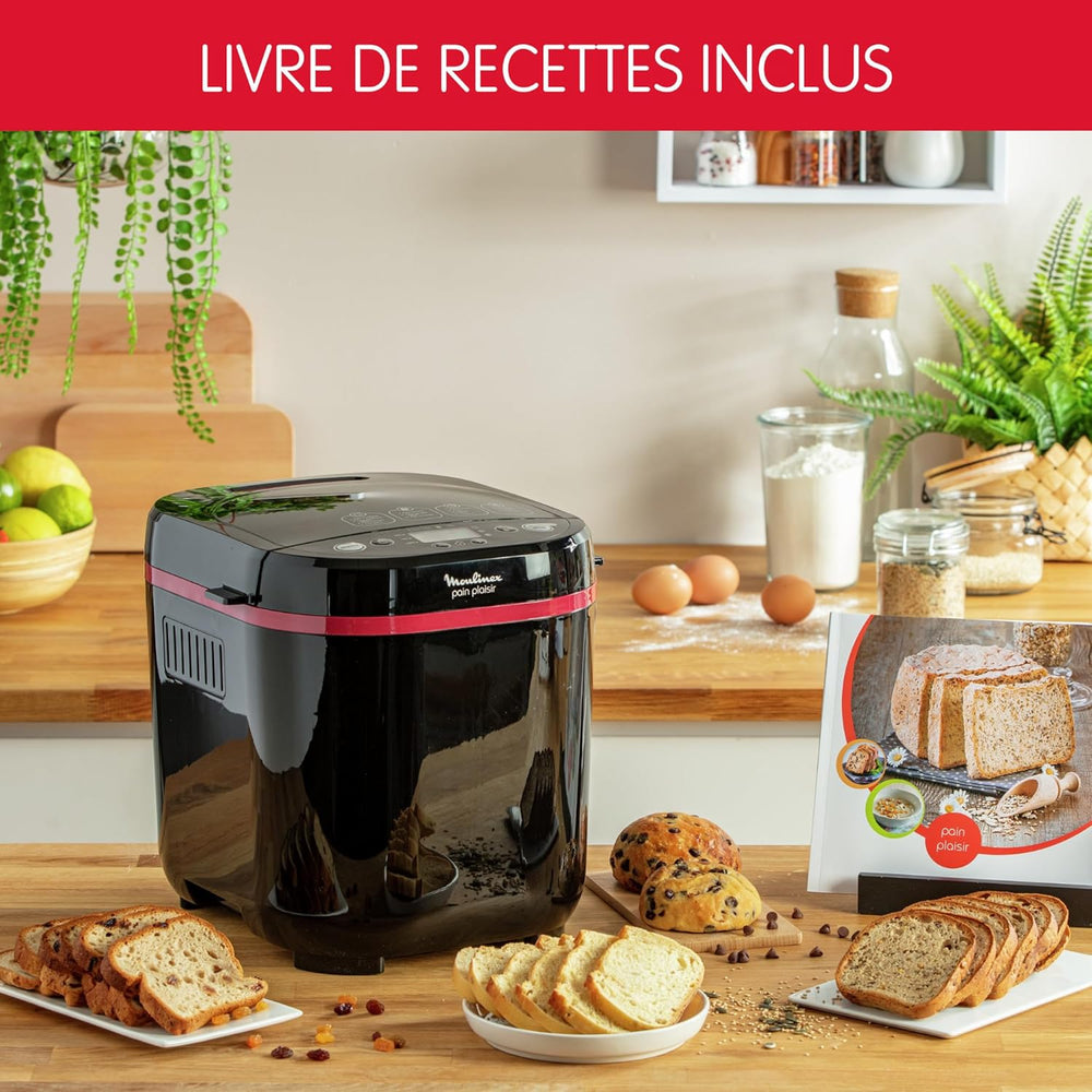 Moulinex OW220830 Bread Maker with 17 Programmes Plastic Black/Purple 31 x 29 x 29 cm
