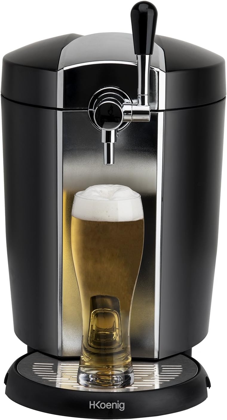 H.Koenig Tireuse à Bière compatible tous Fûts Universels Pressurisés de 5L Inox BW1778, Machine, Pompe, Pression domestique, Professionnelle, Universelle, Refroidissement intégré 4°C