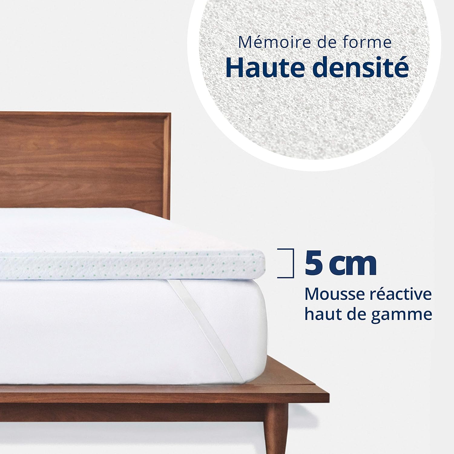 ViscoSoft - Surmatelas 160 x 200 Mémo, Surmatelas 160 x 200 memoire de Forme 5cm avec Aération Optimale et Mousse Haute Densité 50kg/m³, Housse Bambou Lavable, Surmatelas 160x200 Confort Moelleux