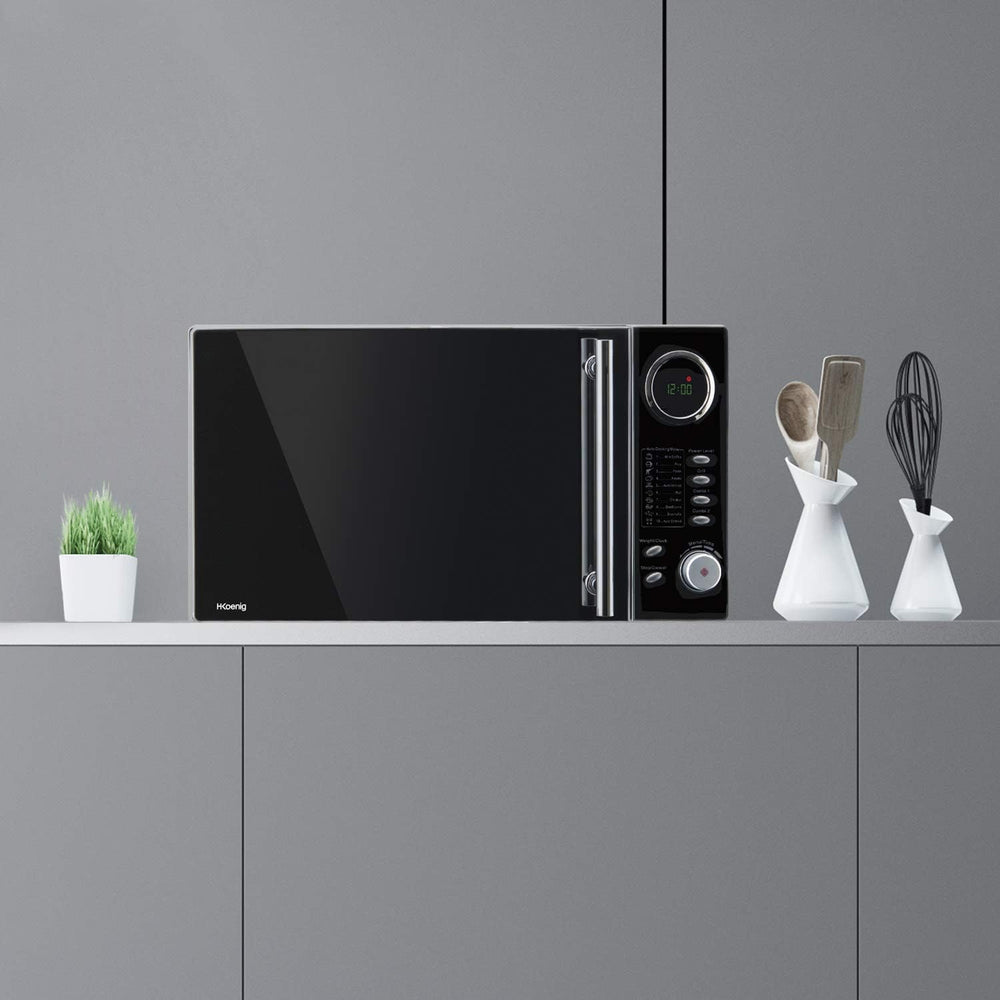 H.Koenig Microwave Oven Grill 2 in 1 VIO9, 25L, 27cm Turntable, 10 Cooking Modes up to 1000W, Defrosting, Combined Cooking, LCD Display [Energy Class A+]