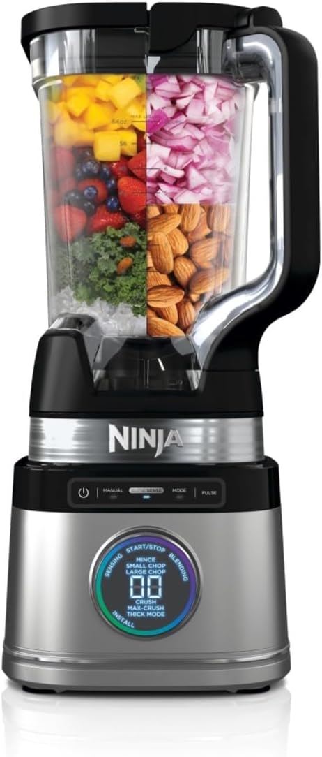 Ninja Detect Power Blender Processor Pro 3-in-1, Blender 1200W, Mixing Bowl, Blender Blade, Individual Cup, Container, Knead, Blender, Chopping & Mixing, Black, TB401EU