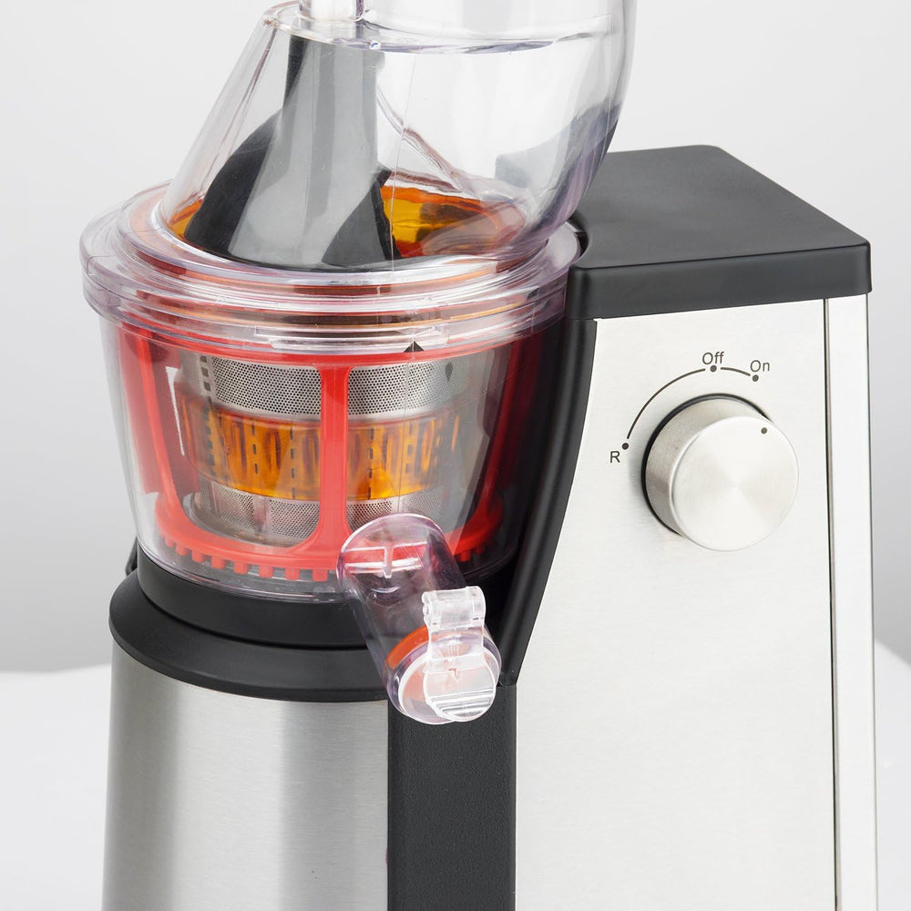 H.Koenig GSX12 Vertical Juice Extractor Stainless Steel Black, Fruit and Vegetable Juice, BPA Free, 82 mm Wide Mouth, Soft Pressure, 1 Litre, 400 W