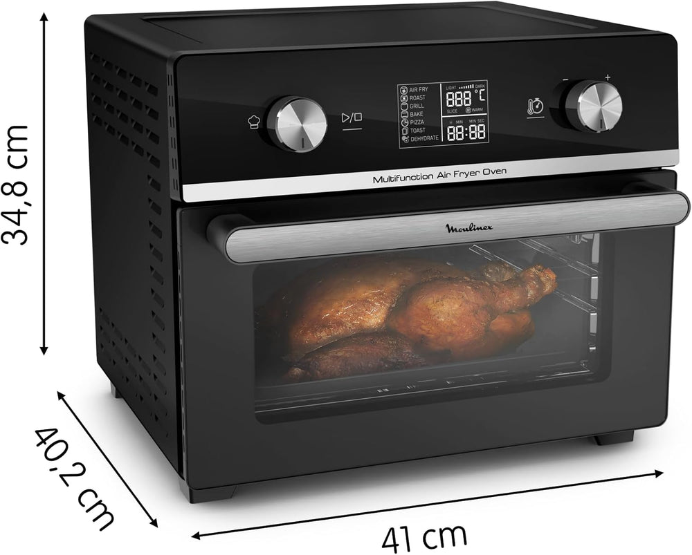 Moulinex Four électrique 39 L, 7 modes de cuisson, Chaleur tournante, Thermostat réglable jusqu’à 240° C, Tournebroche, Minuteur 120 min, Grille réversible, Optimo noir OX485810