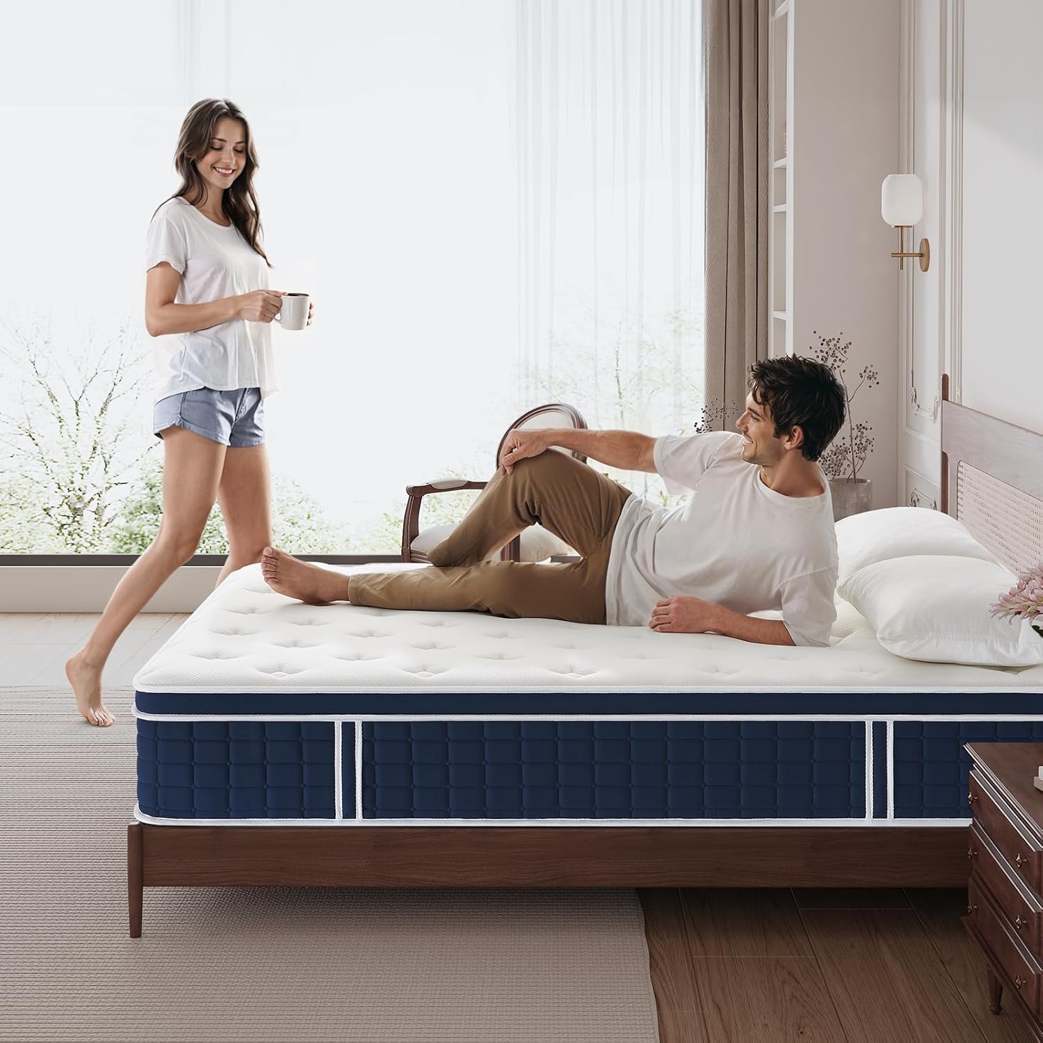 Inofia Ace Hybrid Firm Mattress 140 x 200 cm H4 Firm Mattress with Breathable Memory Foam and Independent Bagged Springs, 7 Ergonomic Zones, Extra Comfort for Adults and Children