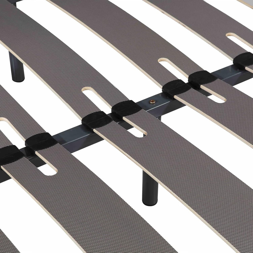 SAMPUR - Morpholattes bed base | 90 x 190 cm | 7 legs included | Grey | 25 cm high | epoxy lacquered metal frame | Extra wide slats | 5 support zones