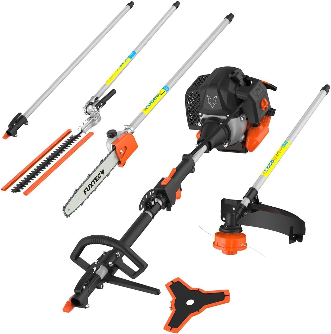 Fuxtec Débroussailleuse Thermique Multifonction 5 en 1 Multitool FX-MT152E - Easy Starter 3CV 52 cm³, Moteur 2 Temps, Élagueuse Taille Haie Coupe Bordure Avec Fil ou Lame 1 Mètre Rallonge