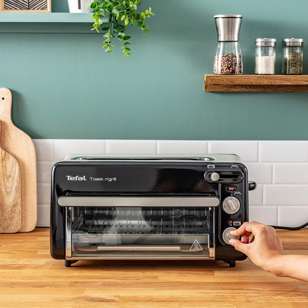 Tefal 2-in-1 Toaster & Mini Oven, Stainless Steel, Long Toaster Slot with Lid, 6 Levels of Browning, Grill Temperature up to 210°C, Toast N Grill TL600810