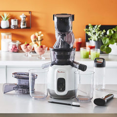 Moulinex Juice & Clean ZU420E10 Fruit and Vegetable Juice Extractor, Vitamin Juice, Press, 150 W, 42 to 83 RPM, Fresh Fruit Juice, Jam, Grout, Sorbet, Automatic Cleaning
