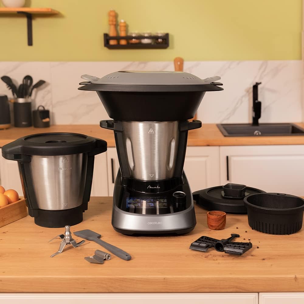 Cecotec Robot de Cuisine Mambo Black. 23 Fonctions, 10 Niveaux de Température, 1700W, 2,5 kg de Pâte, Cruche de 3,3L, 10 Vitesses, Minuterie, Température Réglable de 37 °C à 120 °C