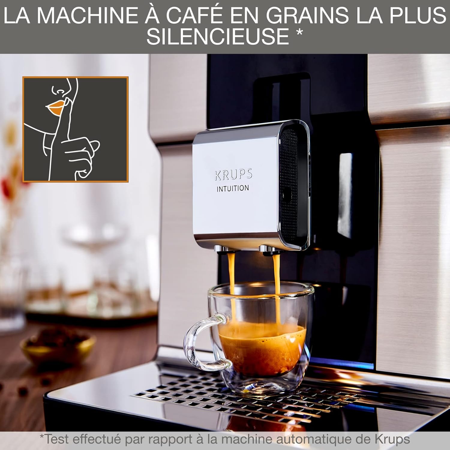 Krups Machine à café broyeur à grain, Ecran tactile couleur, 11 recettes préenregistrées, Indicateurs lumineux intuitif, accès bacs en frontal, Nettoyage facile, Intuition Préférence EA873810