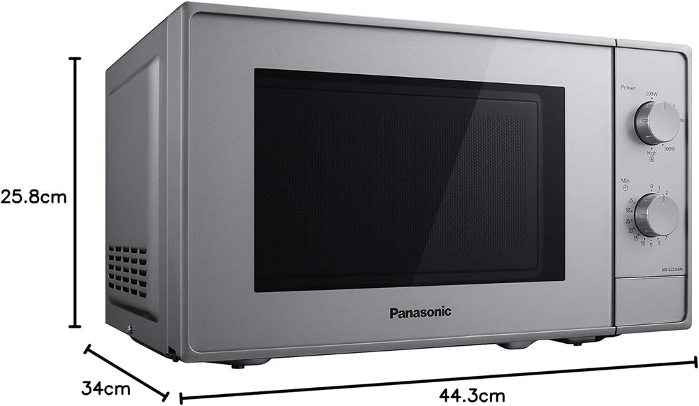 Panasonic NN-E20JWMEPG Microwave Oven with Glass Turntable, 20L, 800W, Defrost, 5 Power Levels, Timer, White
