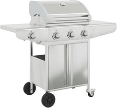 Furniture Select-Barbecue à gaz avec 4 brûleurs en acier inoxydable Argenté