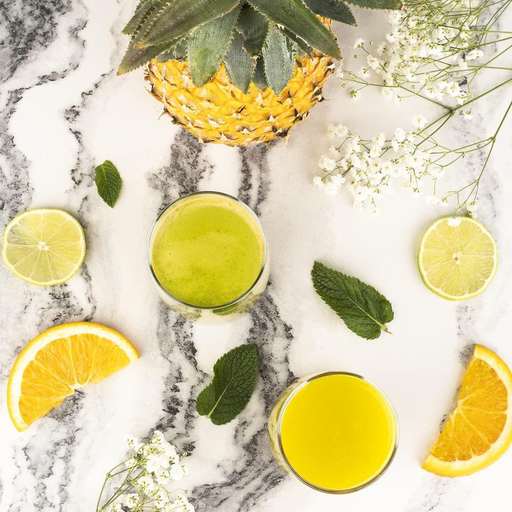 Extracteur de Jus de Fruits et Légumes vertical GSX24 H.Koenig Centrifugeuse Vitamin + sans BPA - 82 mm Large Bouche - 3 tamis pour jus fin ou épais et sorbet - Pression douce - 50 tours 400 W