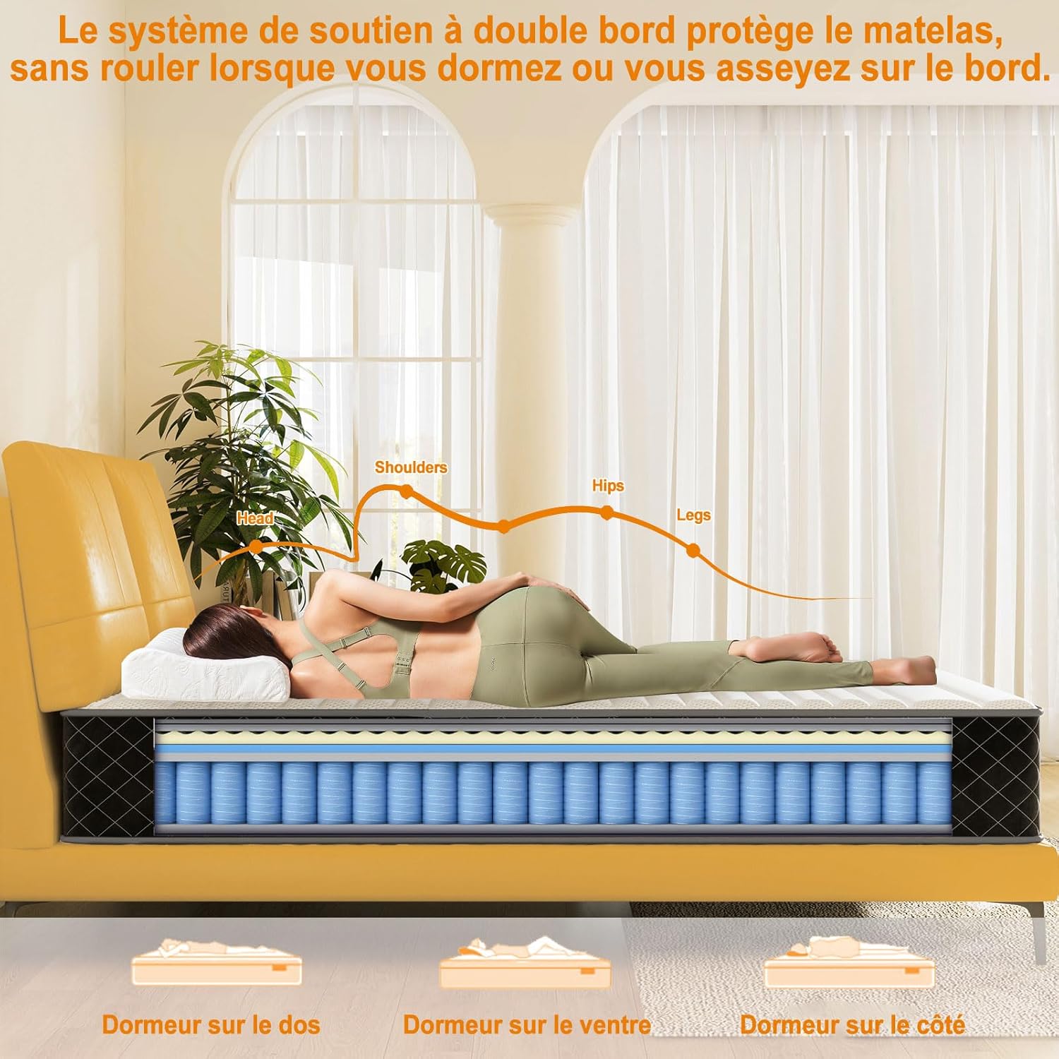 MOLPHIT Oeko-TEX Certified Mattress 90 x 190 cm, Thickness 25 cm, Independent Pocket Sprung Mattress, Adult and Children's Bed Mattress, Single Mattress, Perfect Support, Durable and Quiet