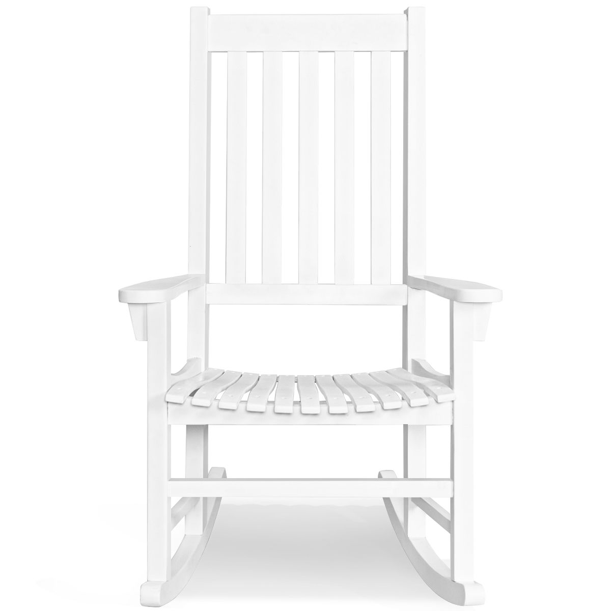 Fauteuil  Bascule en Bois d'Acacia Chaise Berante pour Jardin Pelouse Balcon Blanc -