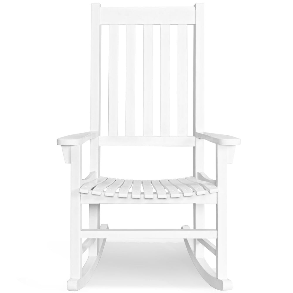 Fauteuil  Bascule en Bois d'Acacia Chaise Berante pour Jardin Pelouse Balcon Blanc -