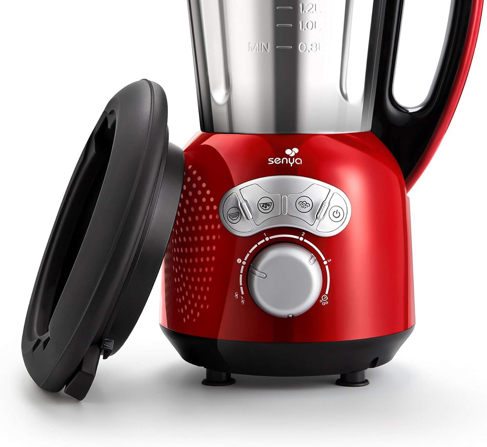Senya SYCP-HB008R Cook & Ice V3 Red Stainless Steel Heated Blender, Soup Blender/Milled Soup, Steaming, Crushed Ice Smoothies, 1, 5L, 1400W, SYCP-HB008R