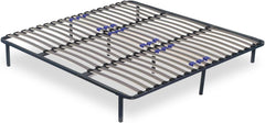 SAMPUR - Essential bed base 140 x 200 cm | Durable and comfortable | Feet included | Adjustable slats | Epoxy lacquered metal frame | Quick and easy assembly