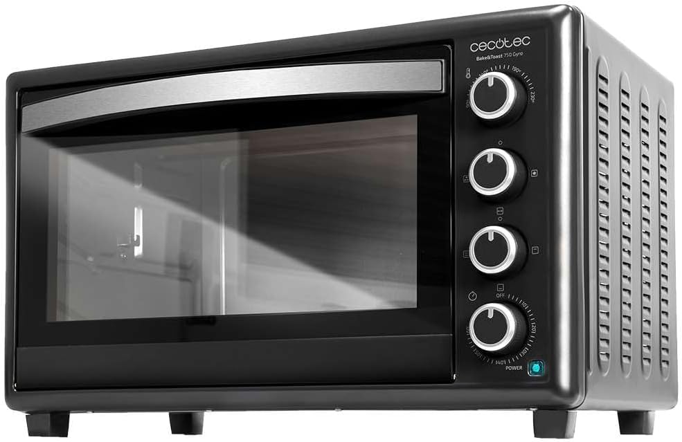 Cecotec Bake&Toast 4600 Black Gyro Countertop Oven, 46 L, 2000 W, 12 Combinable Heating Functions, Includes Rotating Spindle, Crumb Catcher Tray.