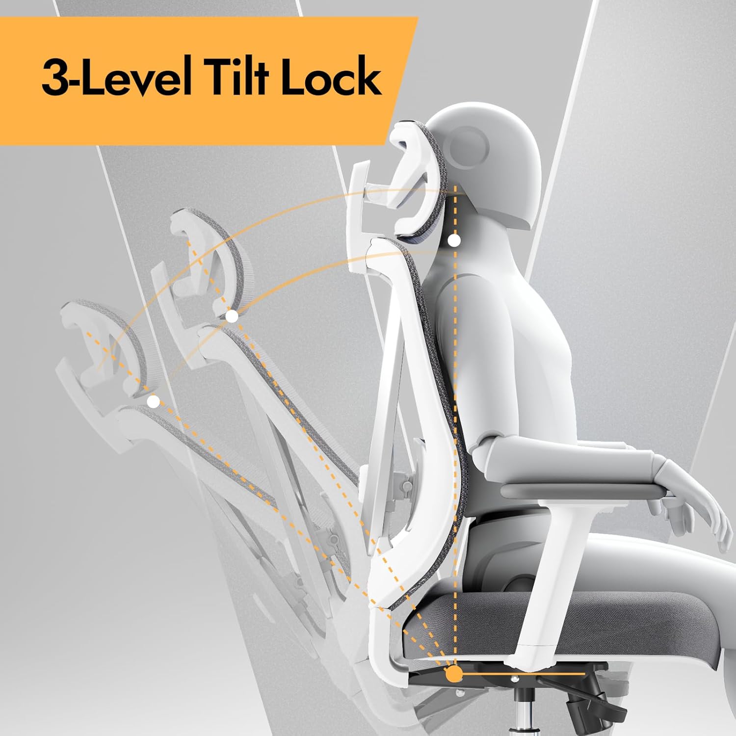 HOLLUDLE Chaise de Bureau Ergonomique avec Support Lombaire 3D & accoudoirs 3D réglables – Design en V du Dos, Fauteuil de Bureau Confortable pour Bureau et Maison, Blanc