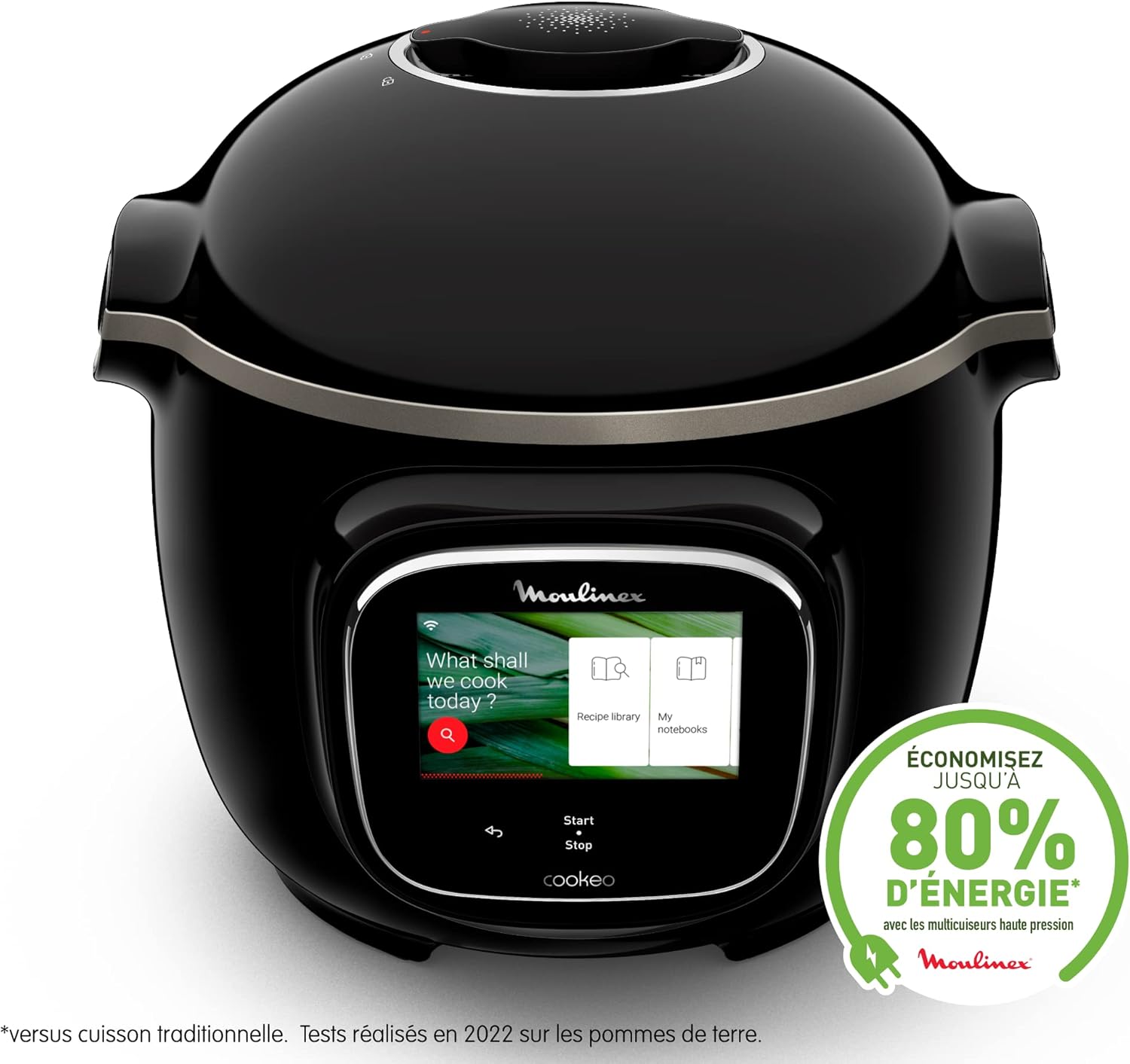 Moulinex Cookeo Touch Wifi Multicuiseur intelligent, Cuve 6 L, Haute pression, Guide pas à pas, 250 recettes intégrées, Application Moulinex CE902800, Noir