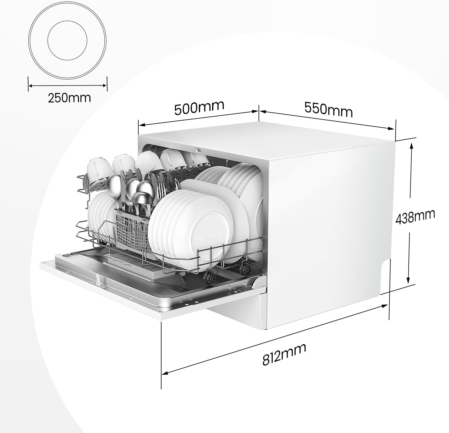 COMFEE’ TD602E-W | Lave-vaisselle Compact 6 Couverts