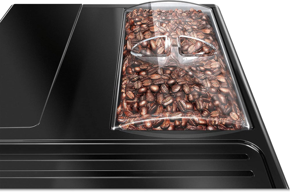 Melitta Caffeo Solo Noir Pure Black, Machine à Café à Grains avec Broyeur et Système d'Extraction des Arômes, Affichage LED, Mode 1 à 2 Tasses, Cafetière Expresso, Automatique, E950-222, 1400W