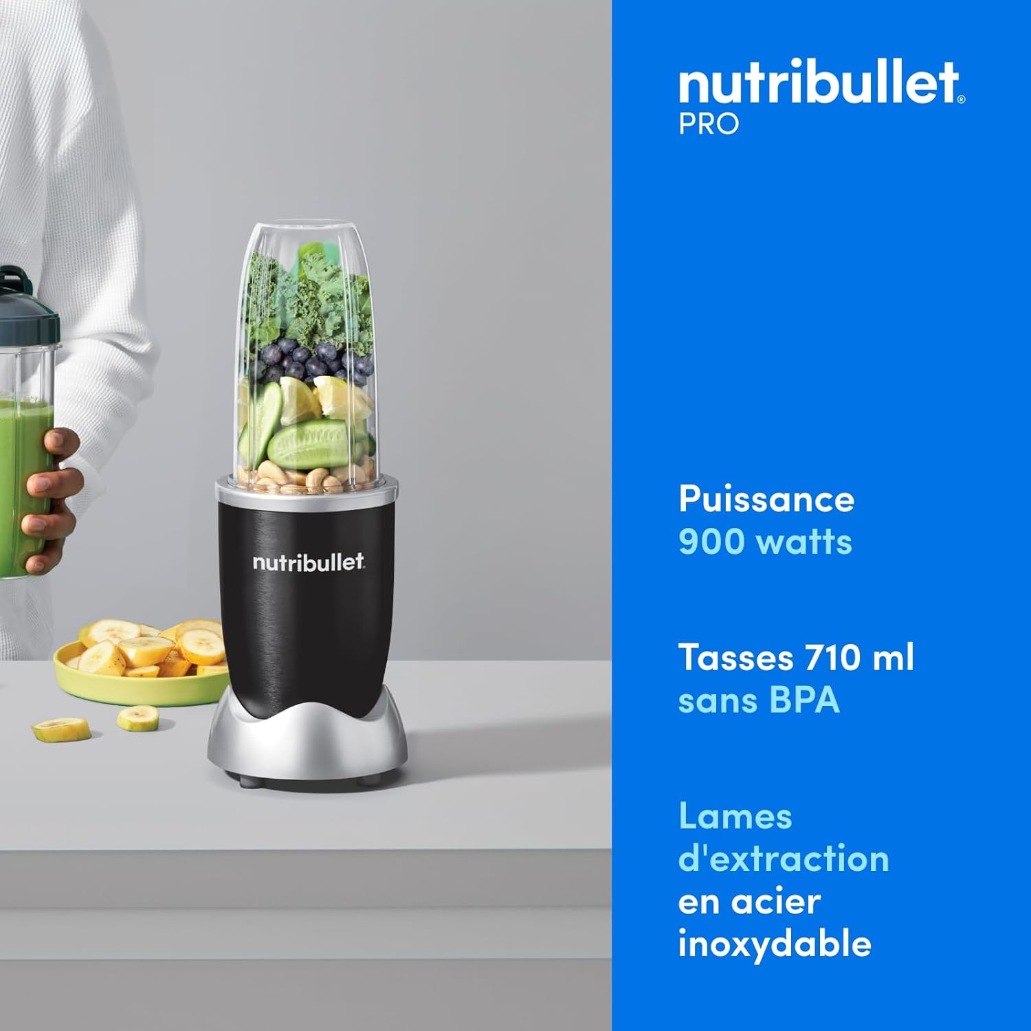 nutribullet Pro 900, Electric Blender, Chopper, Smoothie Blender, Multifunctional, Power 900 Watts, NB904CP, Champagne