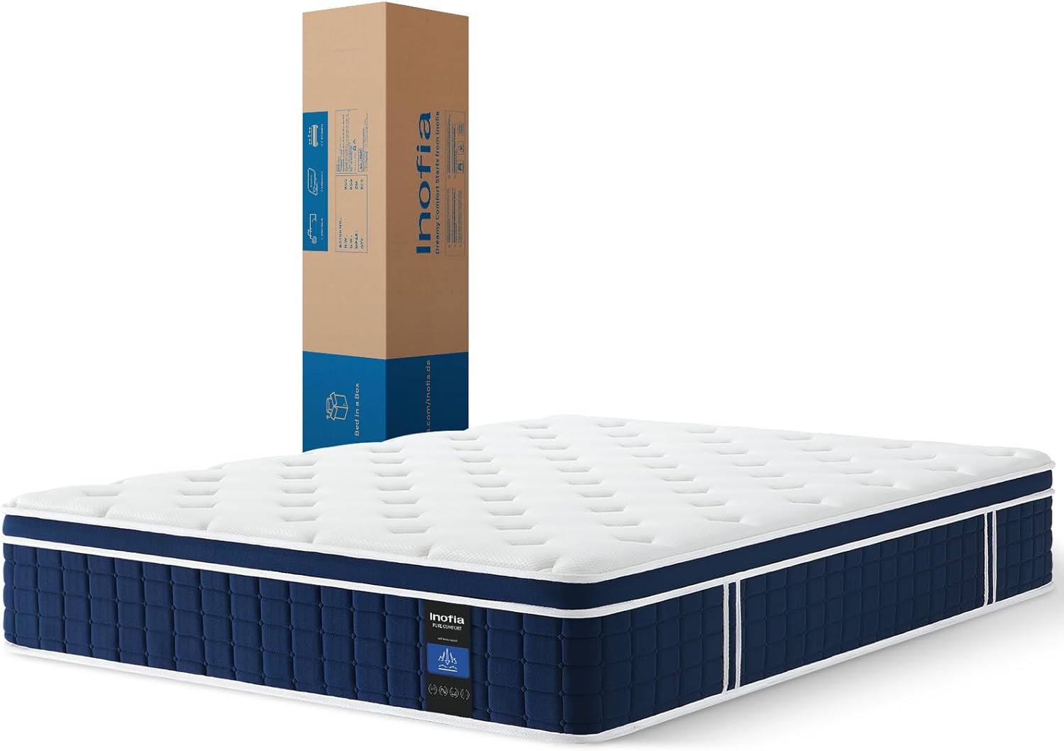 Inofia Ace Hybrid Firm Mattress 140 x 200 cm H4 Firm Mattress with Breathable Memory Foam and Independent Bagged Springs, 7 Ergonomic Zones, Extra Comfort for Adults and Children