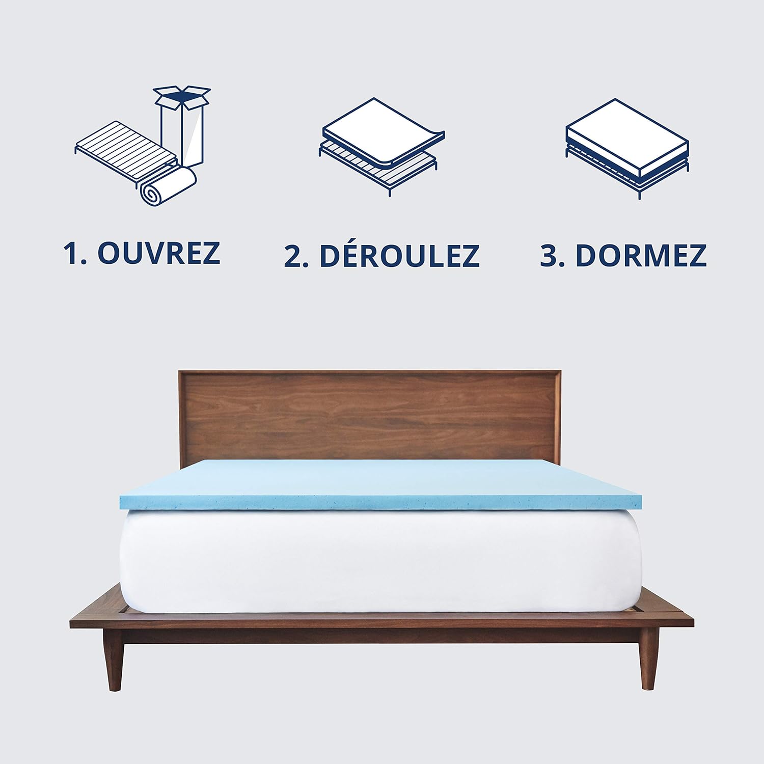 ViscoSoft - Surmatelas 160 x 200 Gel, Surmatelas Rafraichissant Memoire de Forme 5cm, Effet Frais et Relaxant, Housse Bambou Lavable & Amovible, Surmatelas Gel Confort Moelleux (160 x 200 x 5 cm)