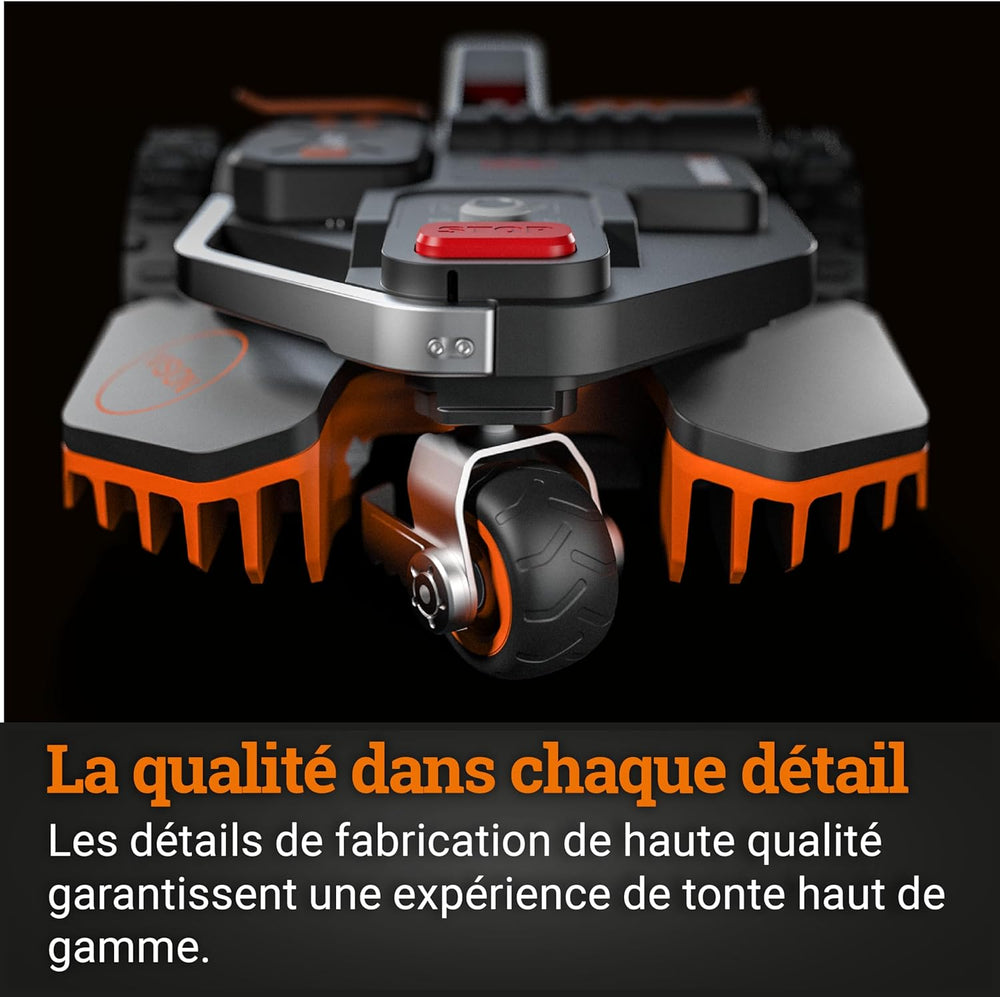 WORX LANDROID Vision WR206E.1, Robot Tondeuse sans Fil périphérique 600 m² Surf.Max 700 m², Installation en 30 Min, Caméra 4K + IA Adaptative, évite Tous Les Obstacles, Coupe des Bordures, Multizone