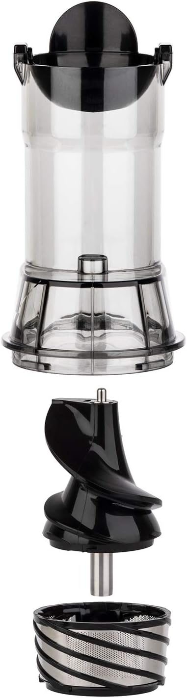 H.Koenig GSX12 Vertical Juice Extractor Stainless Steel Black, Fruit and Vegetable Juice, BPA Free, 82 mm Wide Mouth, Soft Pressure, 1 Litre, 400 W