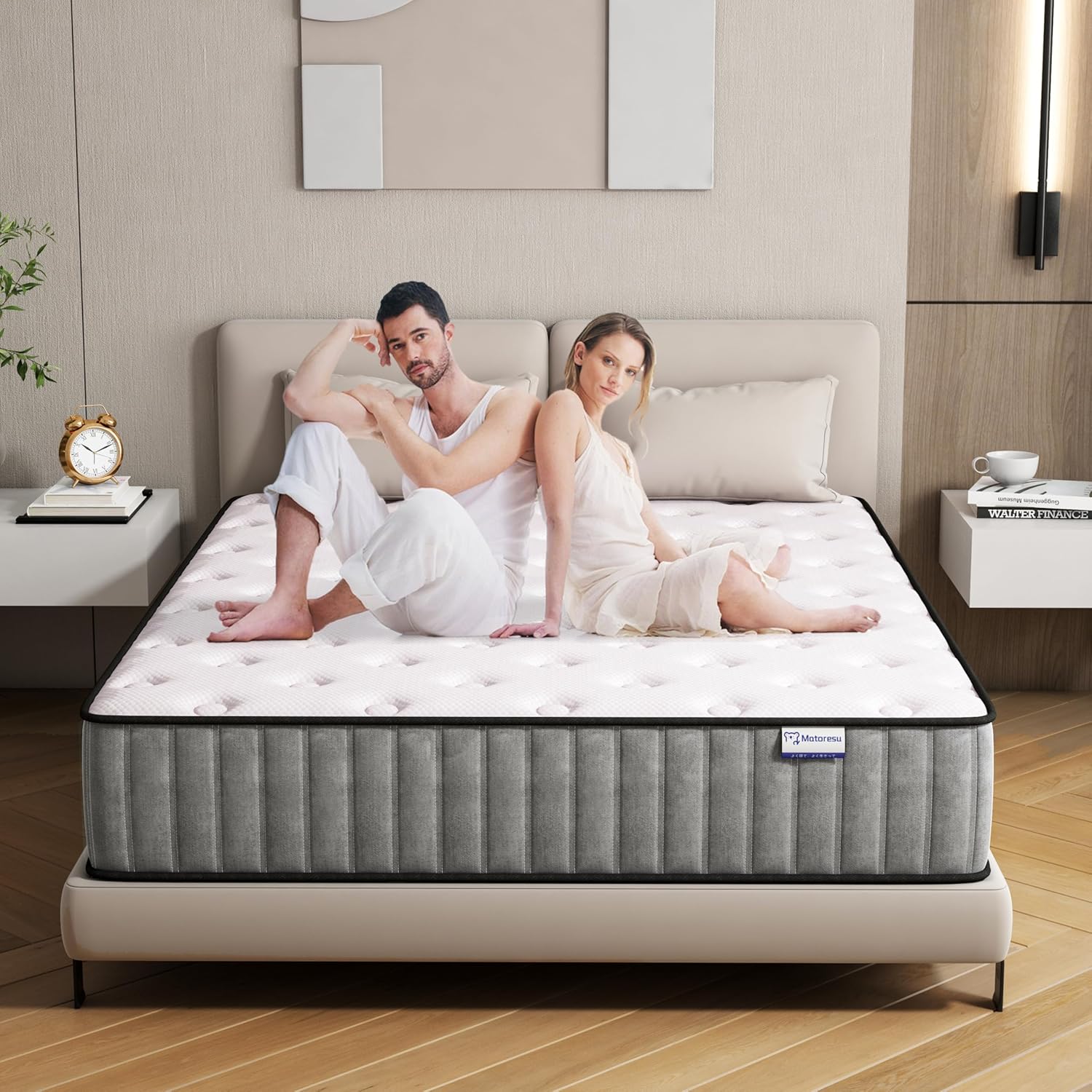 Matoresu Double Mattress 160 x 190 cm Memory Foam Height 25 cm Medium Rigid H3 Ergonomic 7 Zone Cold Foam Comfortable Breathable Fabric Cover