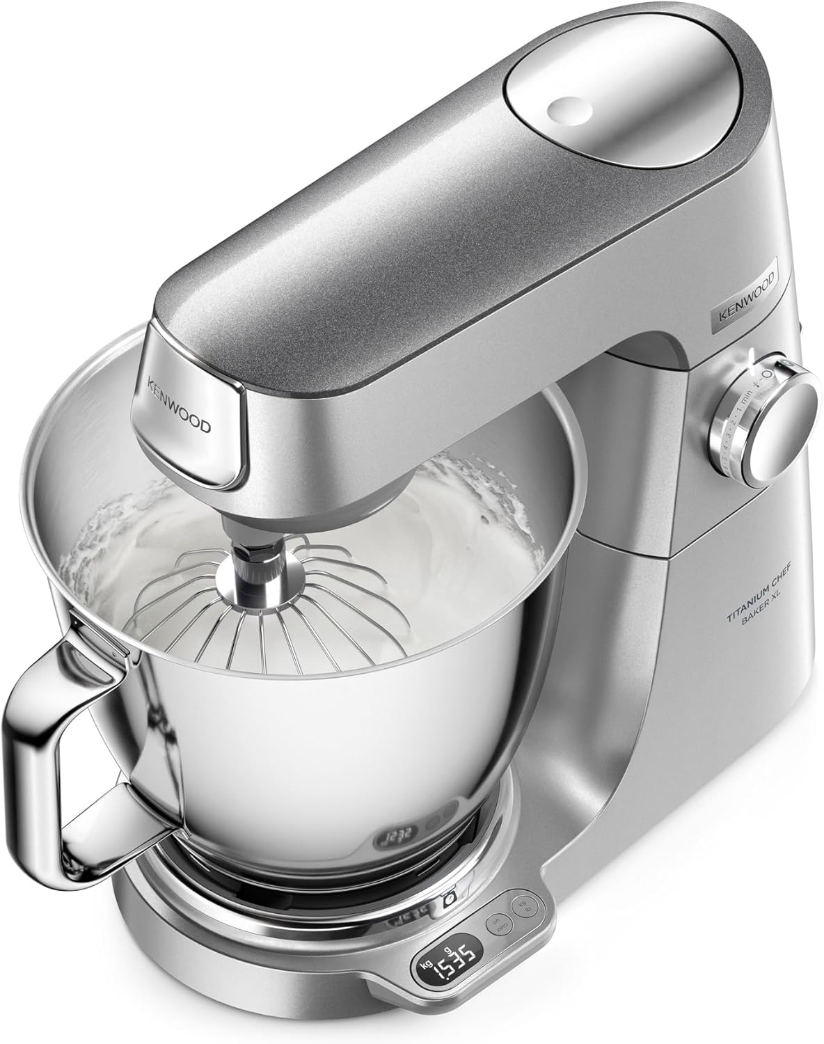 Kenwood Titanium Chef Baker KVC65.001WH, Pastry Robot with Integrated Scales, Including 3-Piece Pastry Set, Spatula & Splash Protection, 1200 W, White