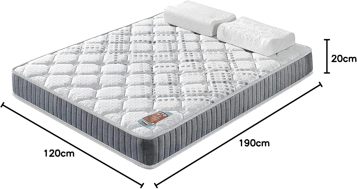November- Matelas Eliha 120x190cm- Technologie Hybrid: Ressorts ensachés + Mousse HDensité-Épaisseur 20cm- Soutien Tonique & indépendance de Couchage- Label SANITIZED(Anti bactérien/acarien)