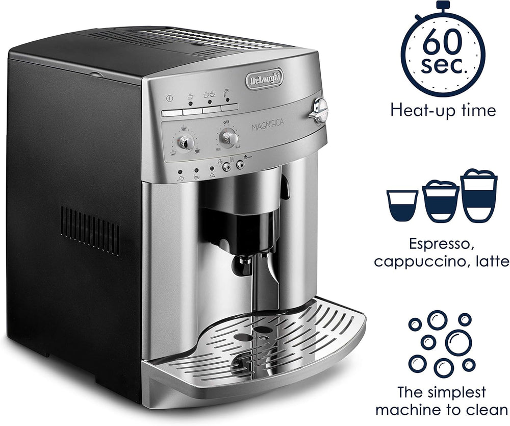De'Longhi Magnifica Evo Automatic Espresso & Coffee Machine with Manual Milk Frother, Built-in Grinder & Auto-Clean Function - For Latte, Cappuccino, Americano, Iced Coffee, ECAM29043SB